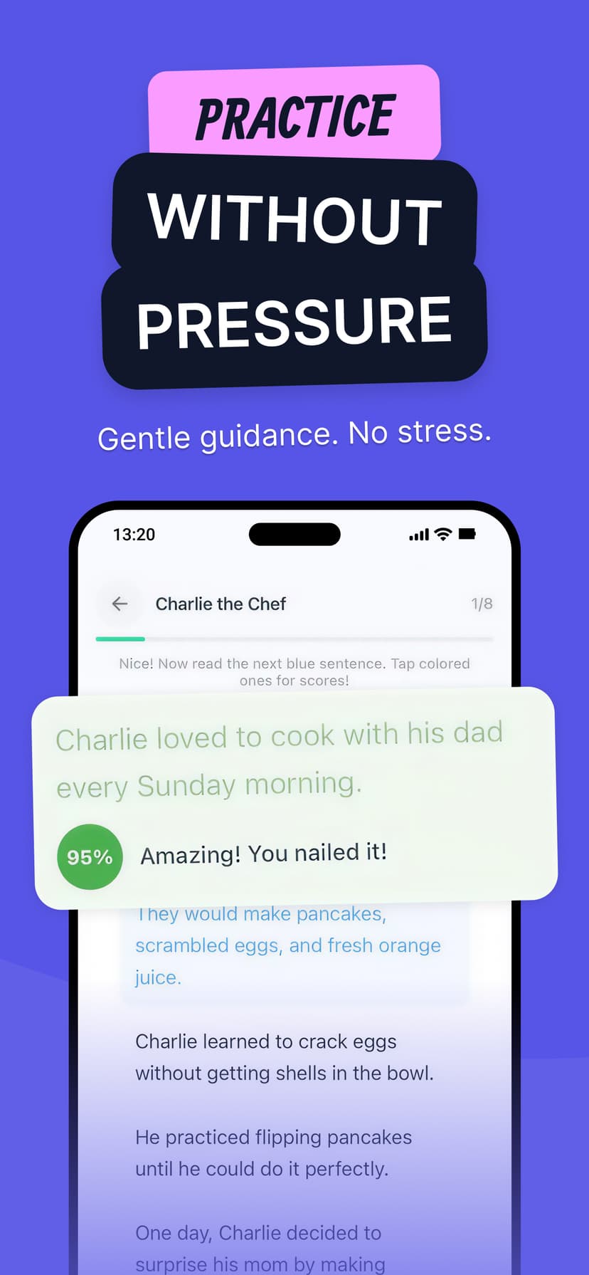 Readigo app showing story library with colorful book covers
